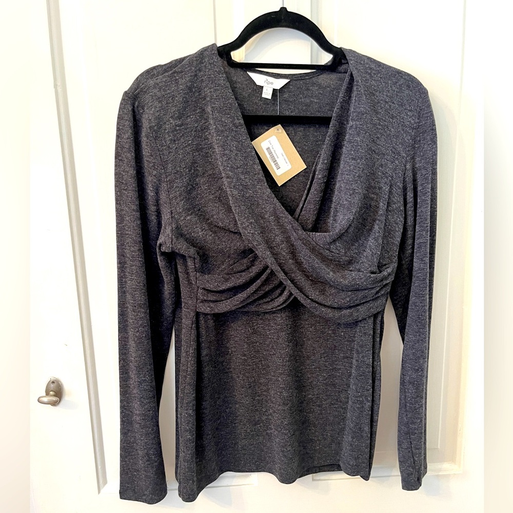 Ripe Gray Long Sleeve Zine Nursing Top